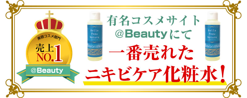 売上NO.1 有名コスメサイト@Beautyにて一番売れたニキビケア化粧水!販売実施期間2015年11月〜2016年3月